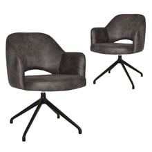 Lex Faux Leather Trestle Armchairs (Set of 2)